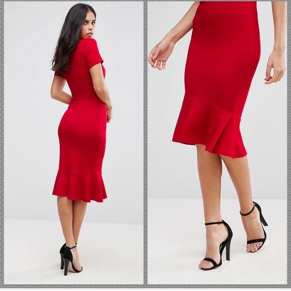 NWT red scuba sweetheart midi dress - Picture 2 of 5